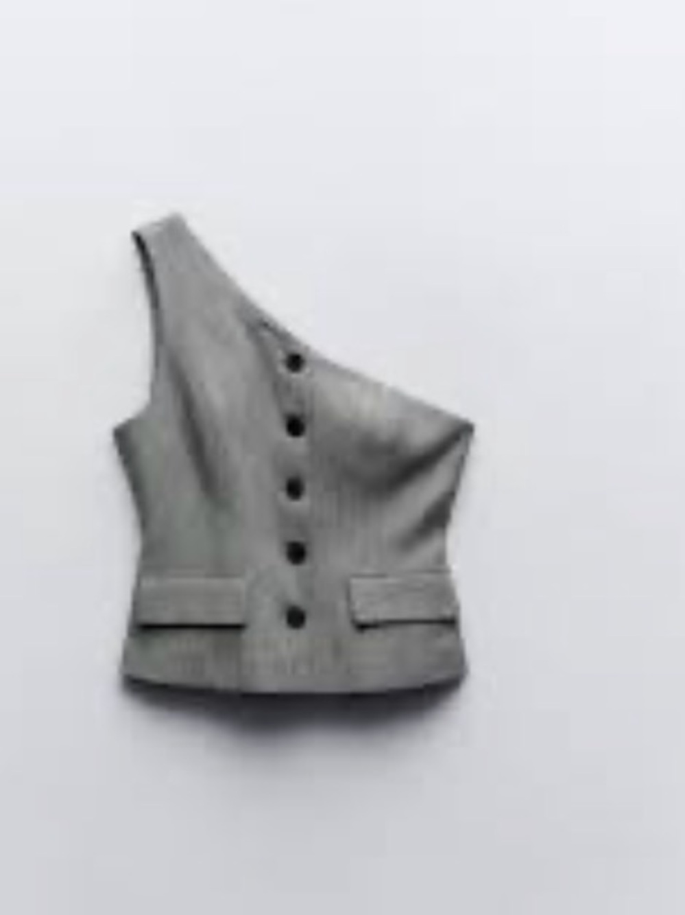 ZARA Asymmetrical One-Shoulder Buttoned Vest in Light Gray